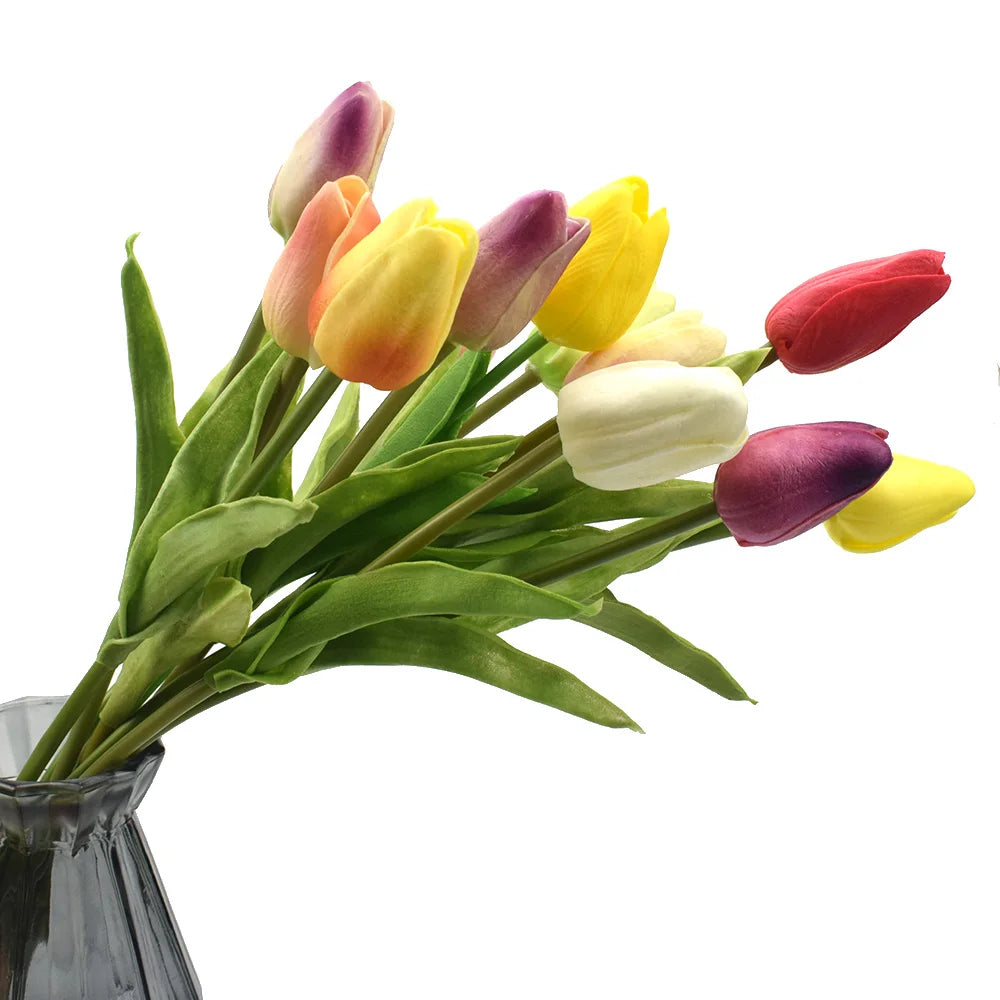 10PCS Real Touch Artificial Tulip Bouquet – Fake Flowers for Wedding & Home Décor
