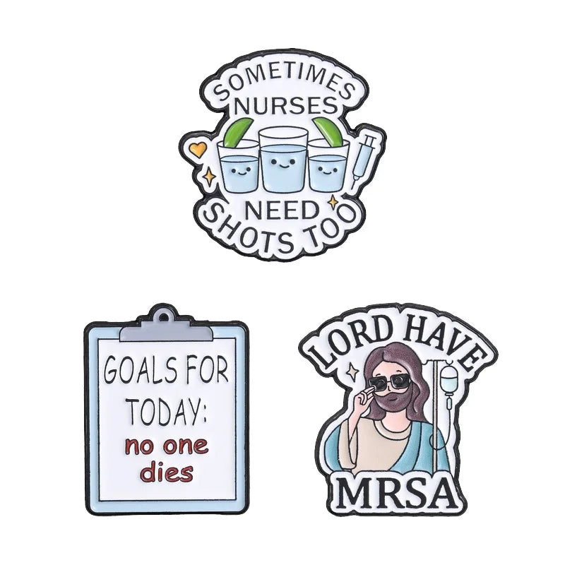3pcs/set Assorted Cute Enamel Pins Collection Funny Slogans Animals Inspirational Quotes Pop Culture Lapel Badges for Clothing