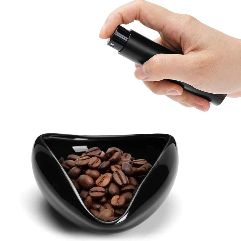 Coffee Bean Dosing Cup and Spoon Set, Ceramic Dosing Vessel Measuring Tray Kit for Coffee or Tea, Espresso Accessories