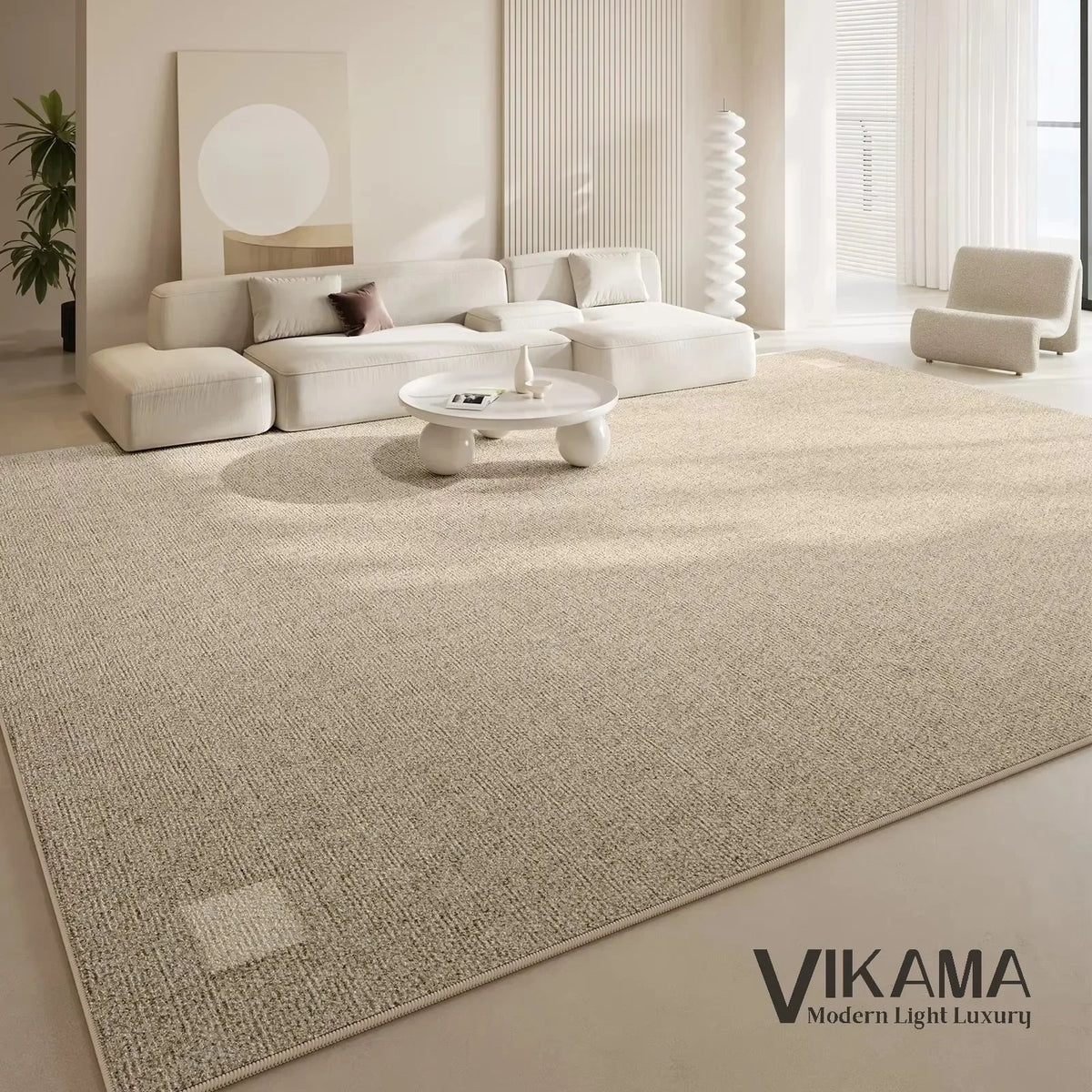 VIKAMA Carpet Living Room Light Luxury Deluxe Cream Wabi-Sabi Home Bedroom Bed Absorbent Dirt Resistant Mat Home Decoration
