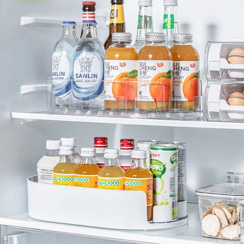 360 Rotating Refrigerator Storage Box Multifunctional Spice Organizer Simple Drink Tray for Kitchen Countertop