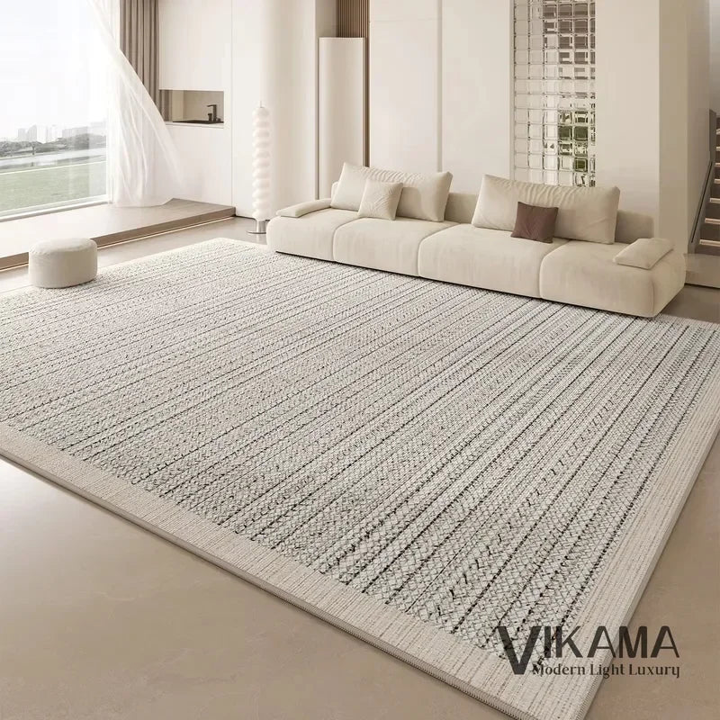 VIKAMA Carpet Living Room Light Luxury Deluxe Cream Wabi-Sabi Home Bedroom Bed Absorbent Dirt Resistant Mat Home Decoration