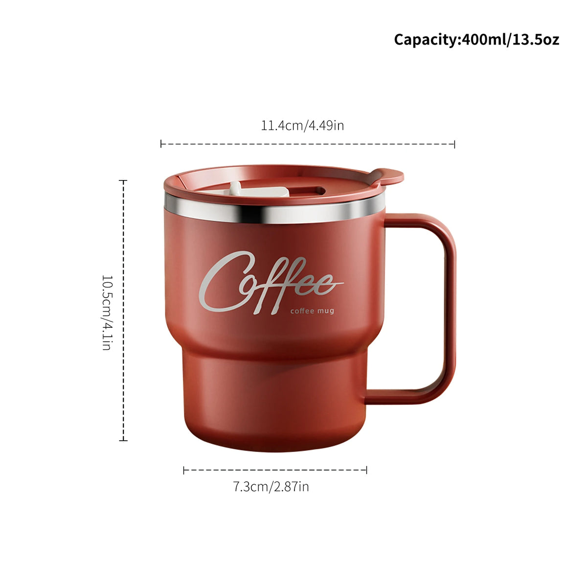 1pc 304 Stainless Steel Double Wall Insulated Coffee Cup With Handle Portable Students Leak-proof Water Cup Milk Coffee Mug
