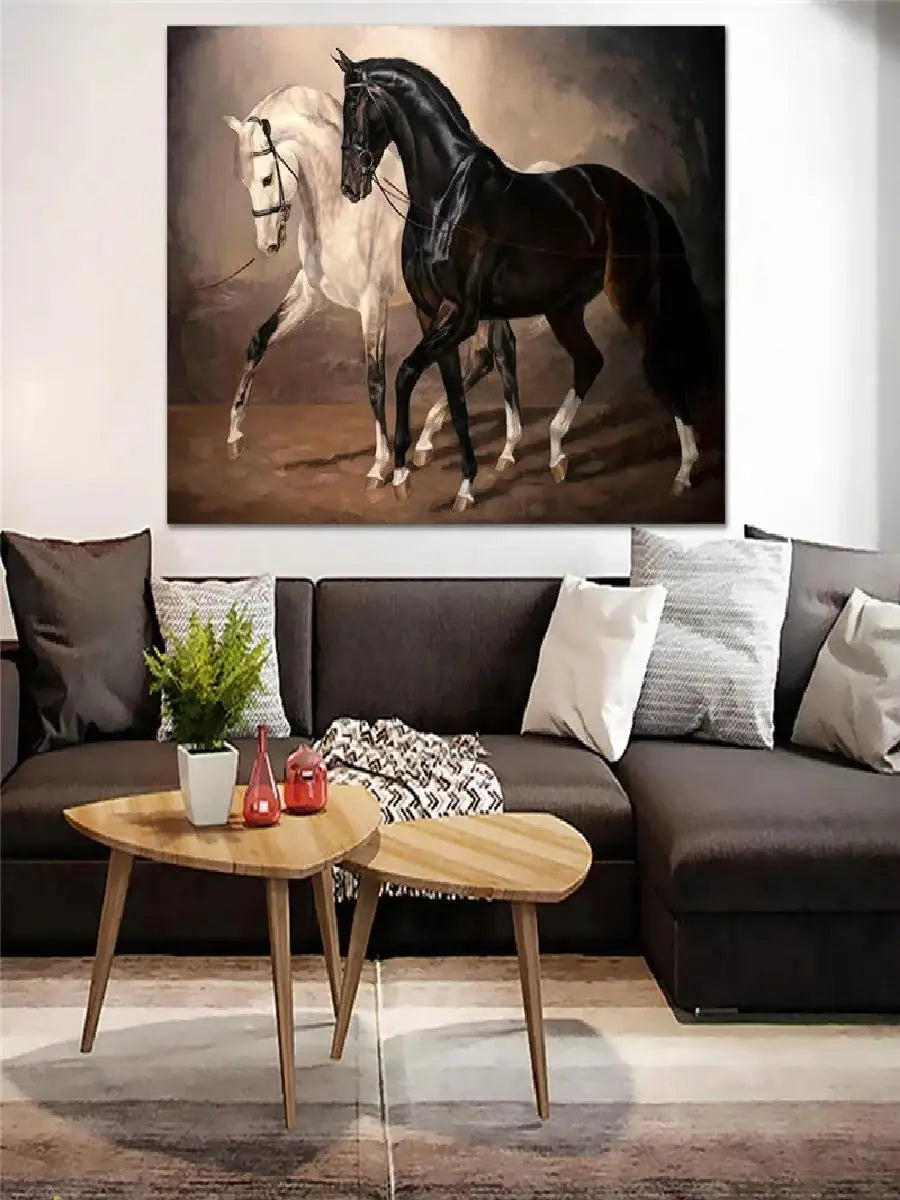 Modern Black and White Horse Canvas Art Paintings Animal Poster Wall Art for Living Room Home Decor Stylish Prints