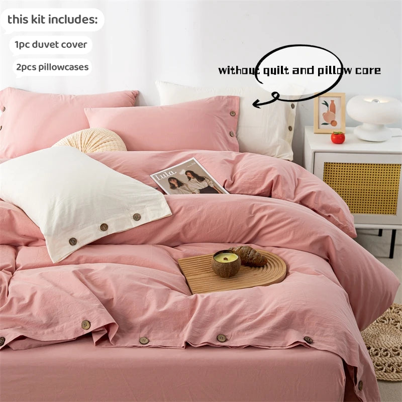 3pcs 100% cotton bedding set Double Duvet Cover Set 220x240 Solid Twist Cotton King Size Bedding Set Quilt Cover Set