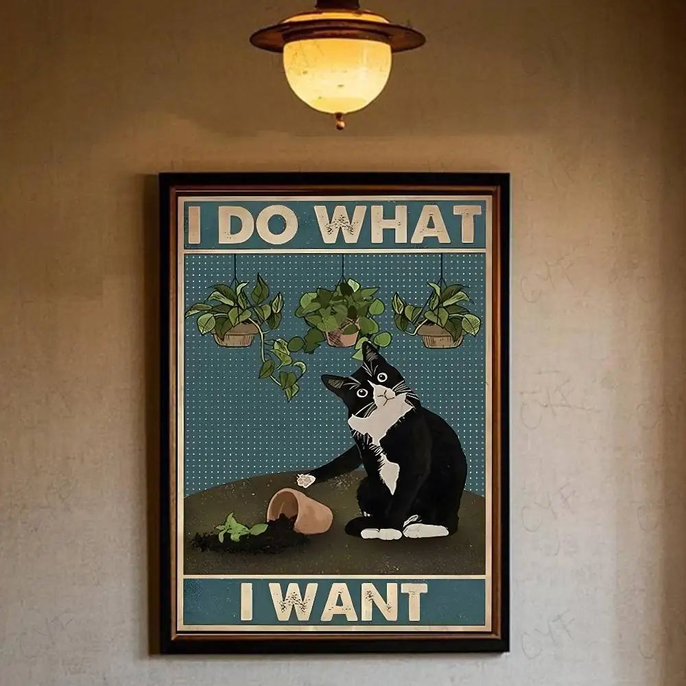 Interesting Cats And Quotes Poster HD art wall waterproof home living room bedroom bar aesthetic decoration