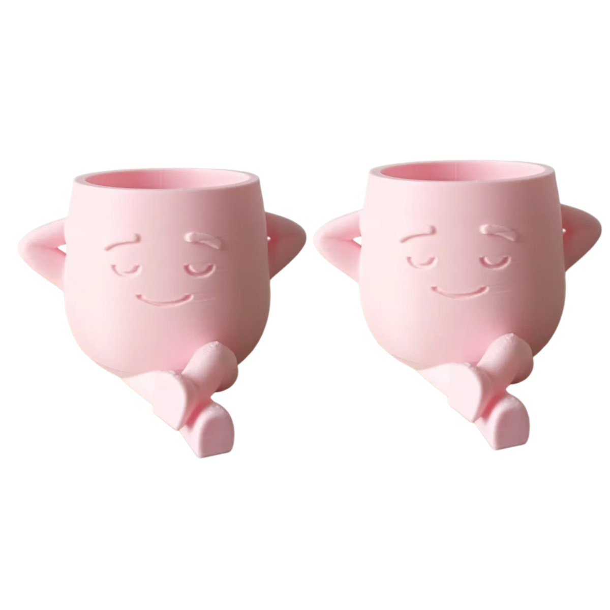 2pcs Unique Sitting Chair Face Flower Vase Cute Resin Head Planter Durable Succulent Pots Home Yard Desktop Garden Decoration