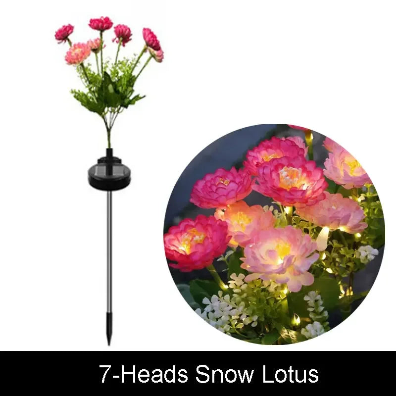 1pc 7-head Solar Artificial Orchid Flower Lawn Lights for Patio Yard Garden Wedding Christmas Decoration LED Solar Ground Lights