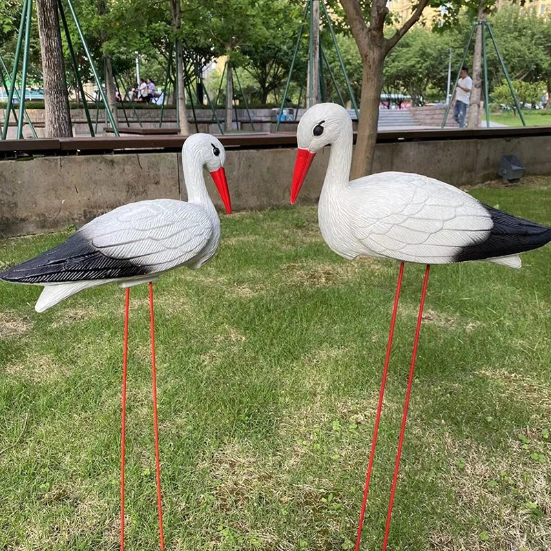 1Pc Creative Lifelike Animal Model White Crane Landscape Garden Decoration With Detachable Wire Feet For Outdoor Garden Decor
