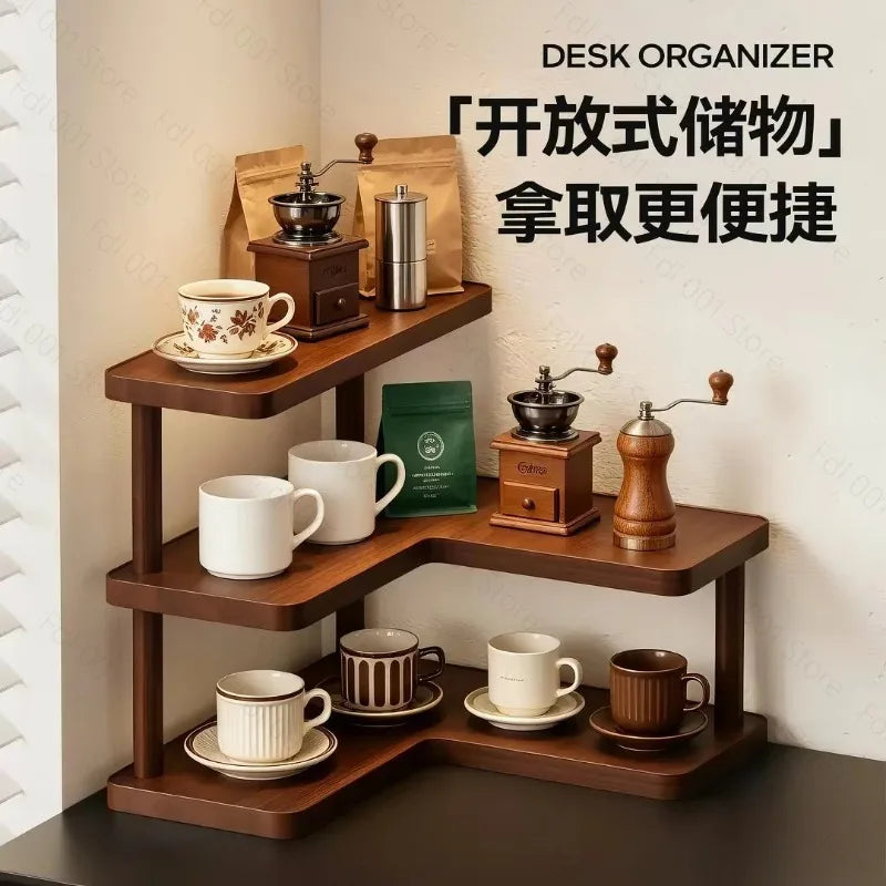 Desktop Corner Rack Bamboo and Wood Storage Daily Necessities Kitchen Seasoning Rack