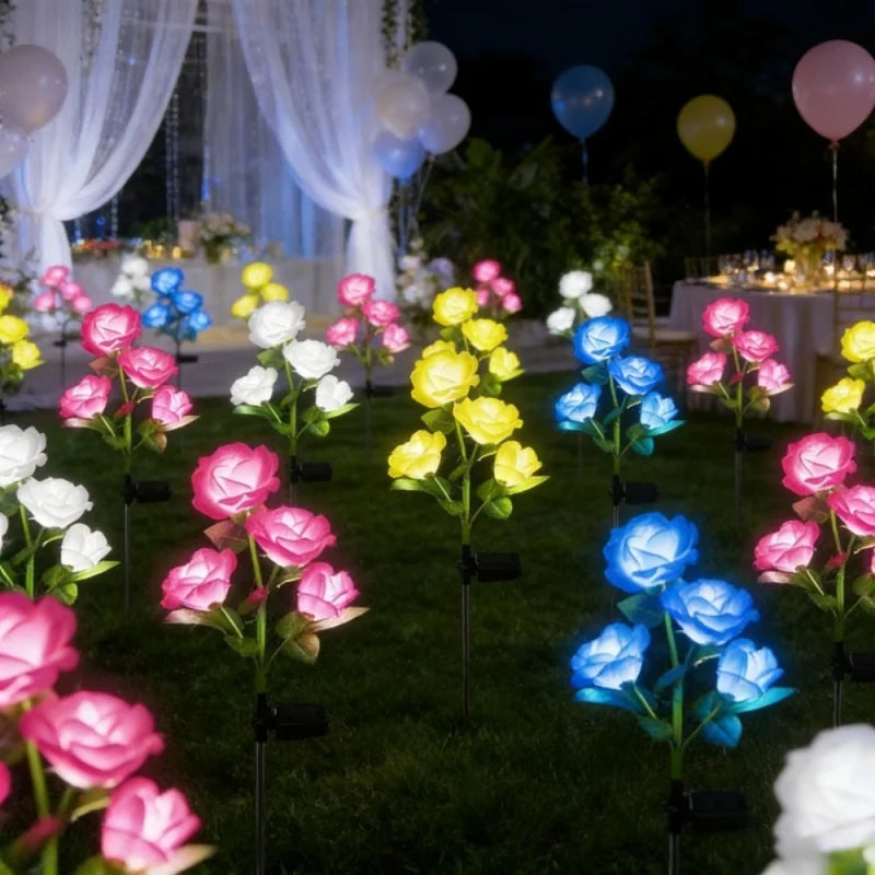 1pc 7-head Solar Artificial Orchid Flower Lawn Lights for Patio Yard Garden Wedding Christmas Decoration LED Solar Ground Lights