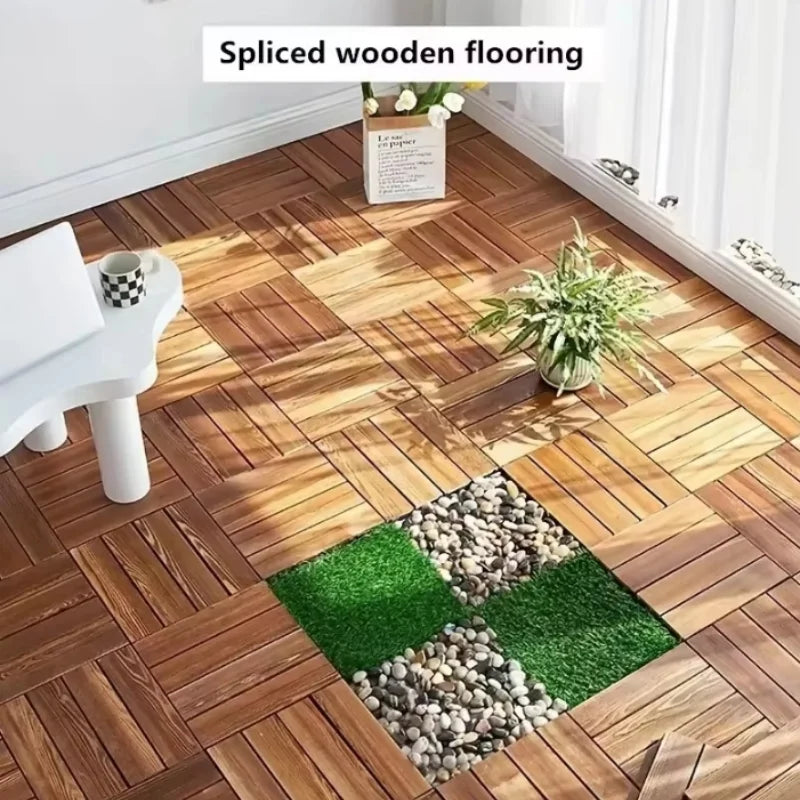 Solid Wood Flooring Balcony Bathroom Courtyard DIY Garden Terrace Outdoor Splicing Flooring Waterproof And Anti Slip Floor Mat
