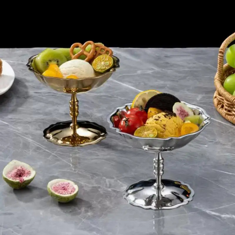 △ Stainless Steel Salad Cup Food Grade Ice Cream Cup Goblet Retro Dessert Bowl Fruit Yogurt Snack Bowl Household Kitchen Tools