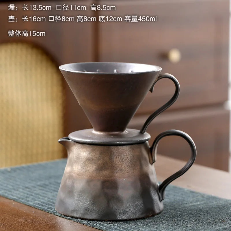 2026 Classic Ceramic Pour Over Coffee Set Large Coffee Server Cone Shaped Dripper Filter Home Hand Brew Coffee Tool Kit