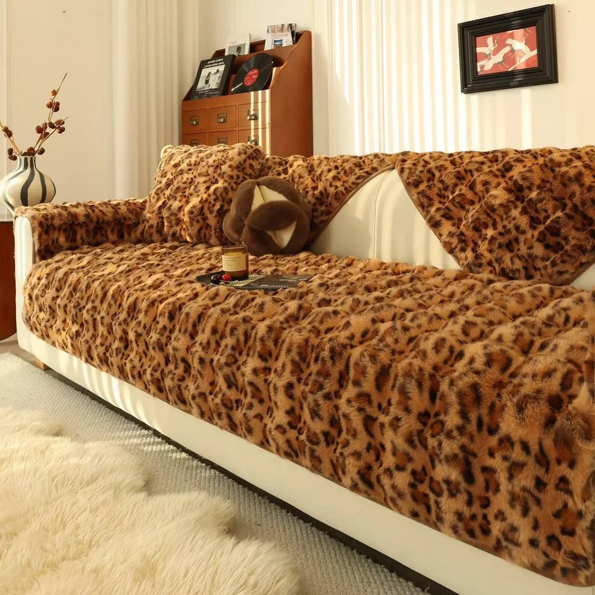Thicken Imitation Rabbit Fur Plush Sofa Slipcover Non-slip Soft Sofa Towel Couch Cushion For Living Room Modern Home Decor