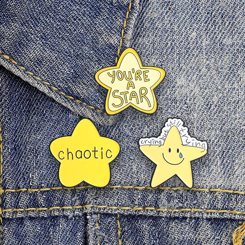 3pcs/set Assorted Cute Enamel Pins Collection Funny Slogans Animals Inspirational Quotes Pop Culture Lapel Badges for Clothing