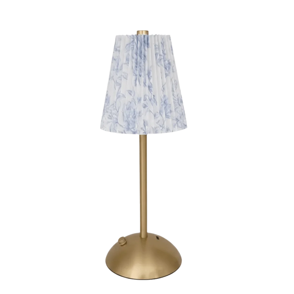 Metal Base Pleated Desk Lamp Fabric Shade Pastoral Style Touch Bedside Lamp Dimmable Wireless Bedside Ambient Light Bedroom