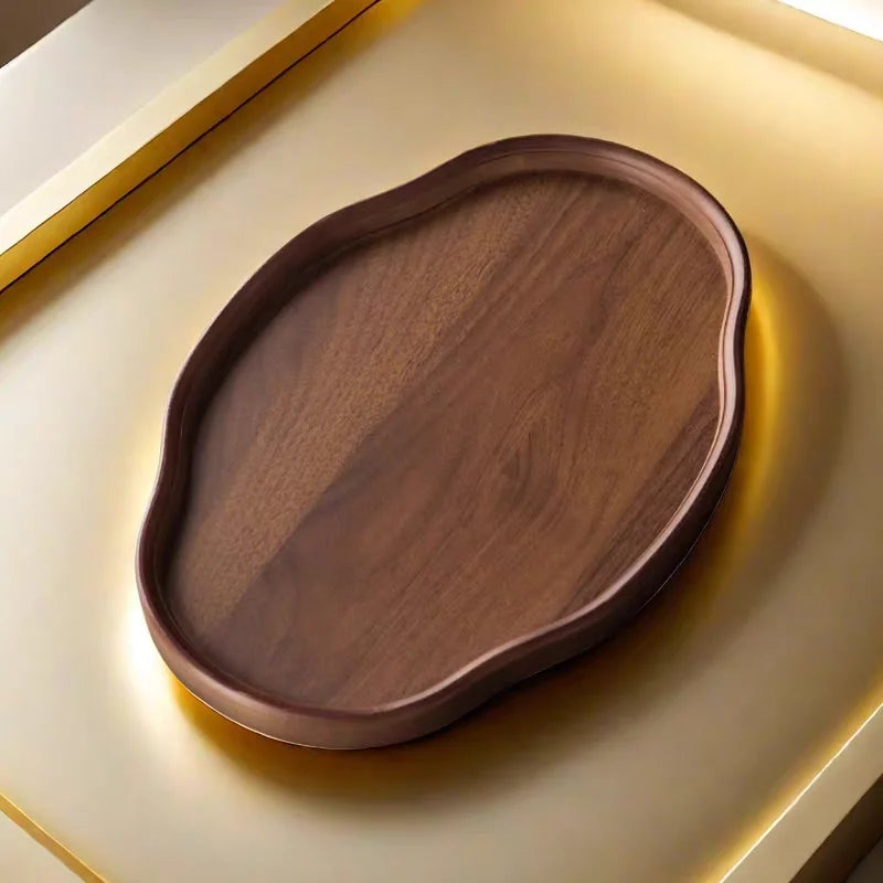 Wooden Decorative Serving Tray for Coffee Table and Home Decor Fruit Platter Decor Trays Serving Ware Food Dish Serving Platters