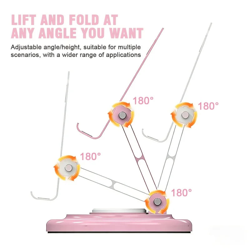 Macaron Desktop Metal Rotating Phone Stand Tablet Phone Stand for Watching TV, Live Streaming, and Video Support - Lazy Person&