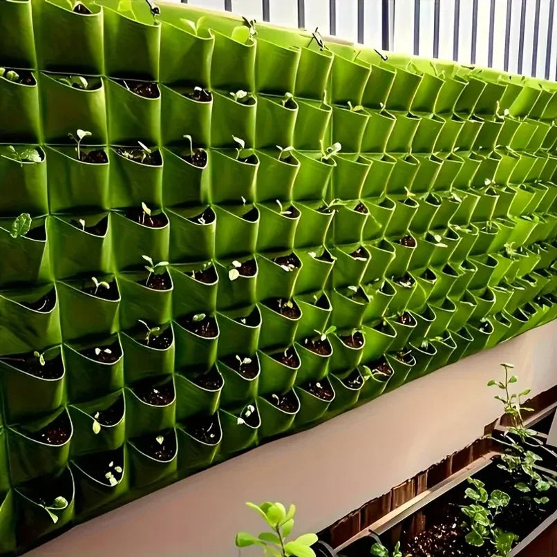 18-Pocket Vertical Garden Planter, Wall-Mounted Bag for Balcony/Patio. Grow herbs & vegetables indoors/outdoors. Space-saving.