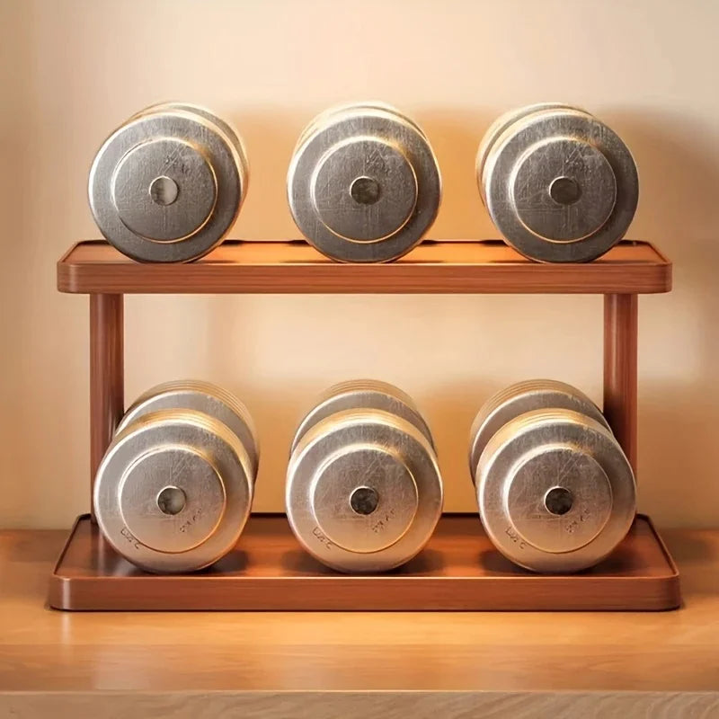 Wooden 2 Tier Countertop Organizer With Handles Multi-Purpose Storage Rack For Kitchen Spices & Tea Room