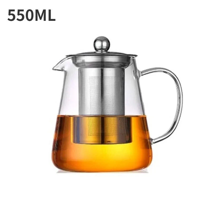 Borosilicate Heat Resistant Clear Teapot Glass Kettle with Removable Infuser, Classic Kung Fu Teaware Set for Tea Ceremony