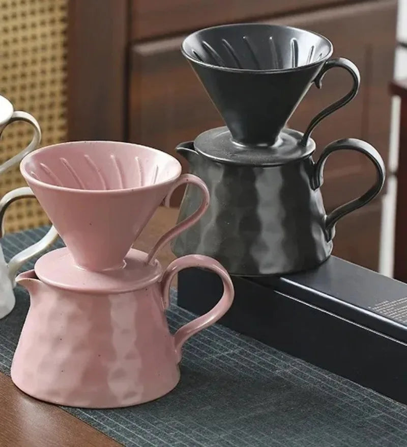 2026 Classic Ceramic Pour Over Coffee Set Large Coffee Server Cone Shaped Dripper Filter Home Hand Brew Coffee Tool Kit