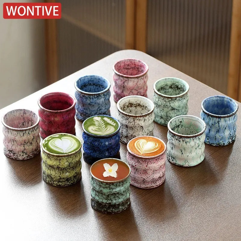 1PC Kiln Transformation Ceramic Tea Cup, Mini Tea Drink Mug, Kung Fu Teacup, Espresso Coffee Cups, Household Afternoon Teacups