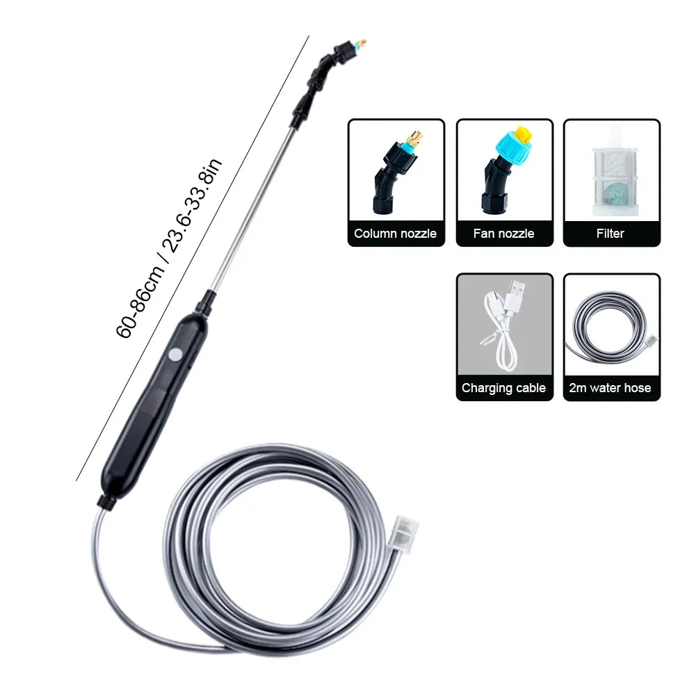 5/8L Battery Powered Sprayer with USB Rechargeable Handle and Retractable Wand Water Sprayer for Garden Lawn and Other Cleaning