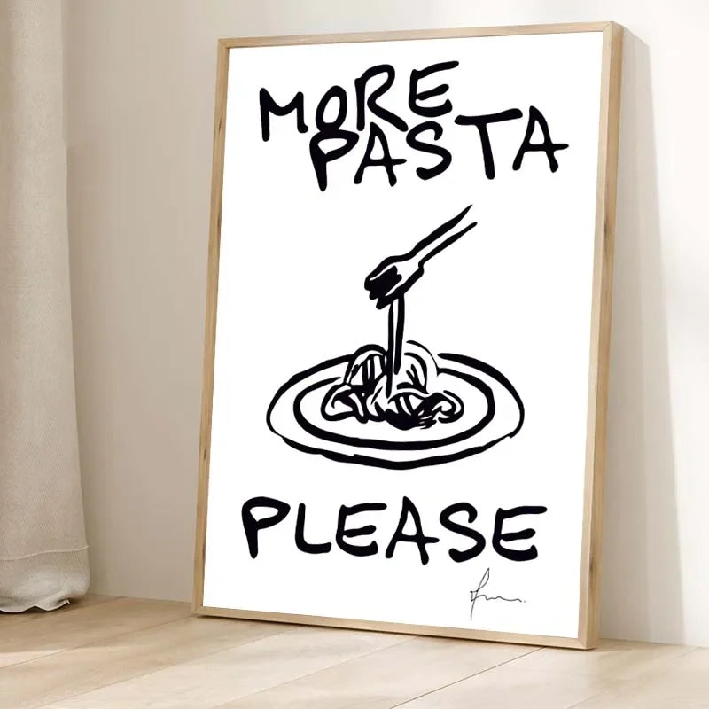 Retro Food Poster Canvas Printing Chef Cafe Morning Breakfast Pasta Coffee Club Kitchen Wall Art Pictures Home Decor Art Poster