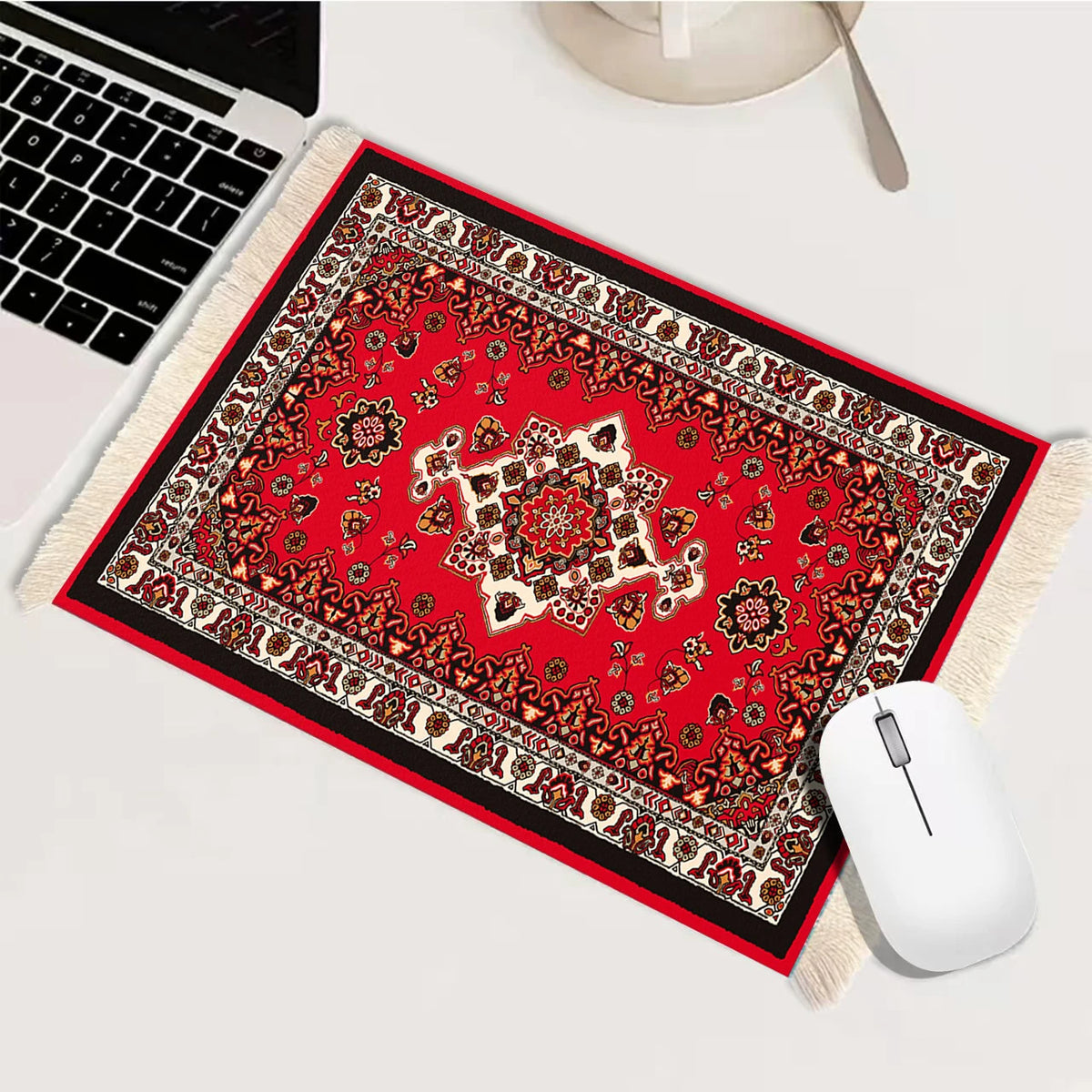 Woven Flower Persian Carpet Small Coaster Retro Style Rubber Non‑Slip Mouse Pad Desk Mat Cheap Wholesale Merchants Computer Mats