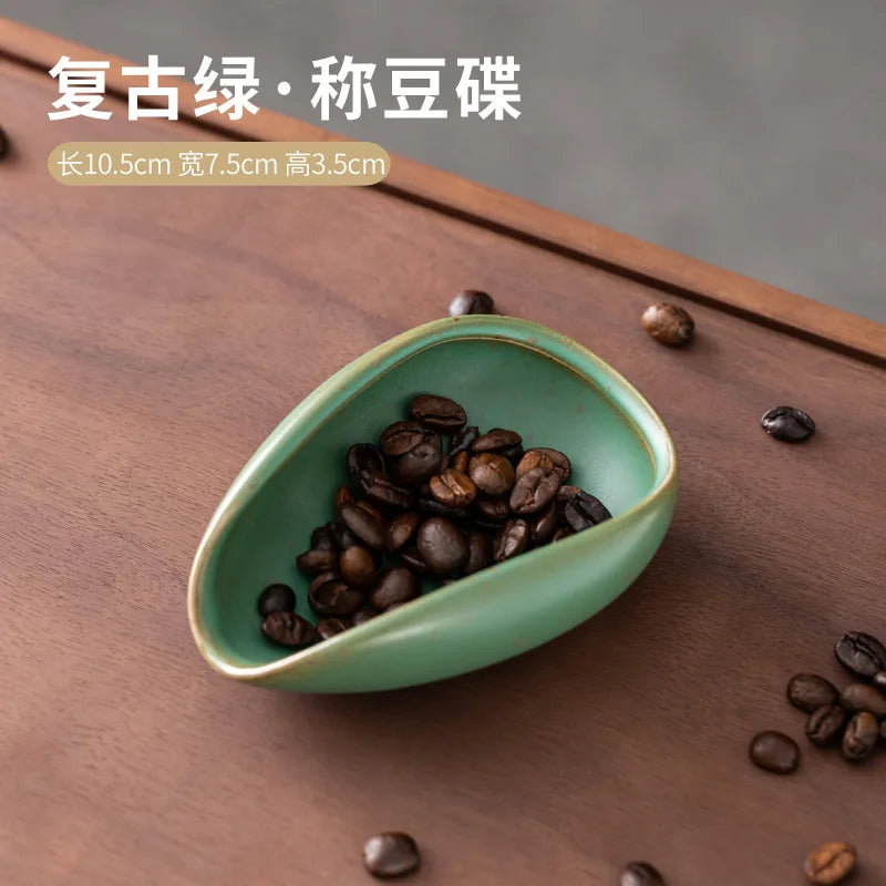 Coffee Beans Dosing Cup Trays Pottery Tea Separator Vessel Ceramic Measure Ware Espresso Bean Scoop Shovel Coffee Accessories 