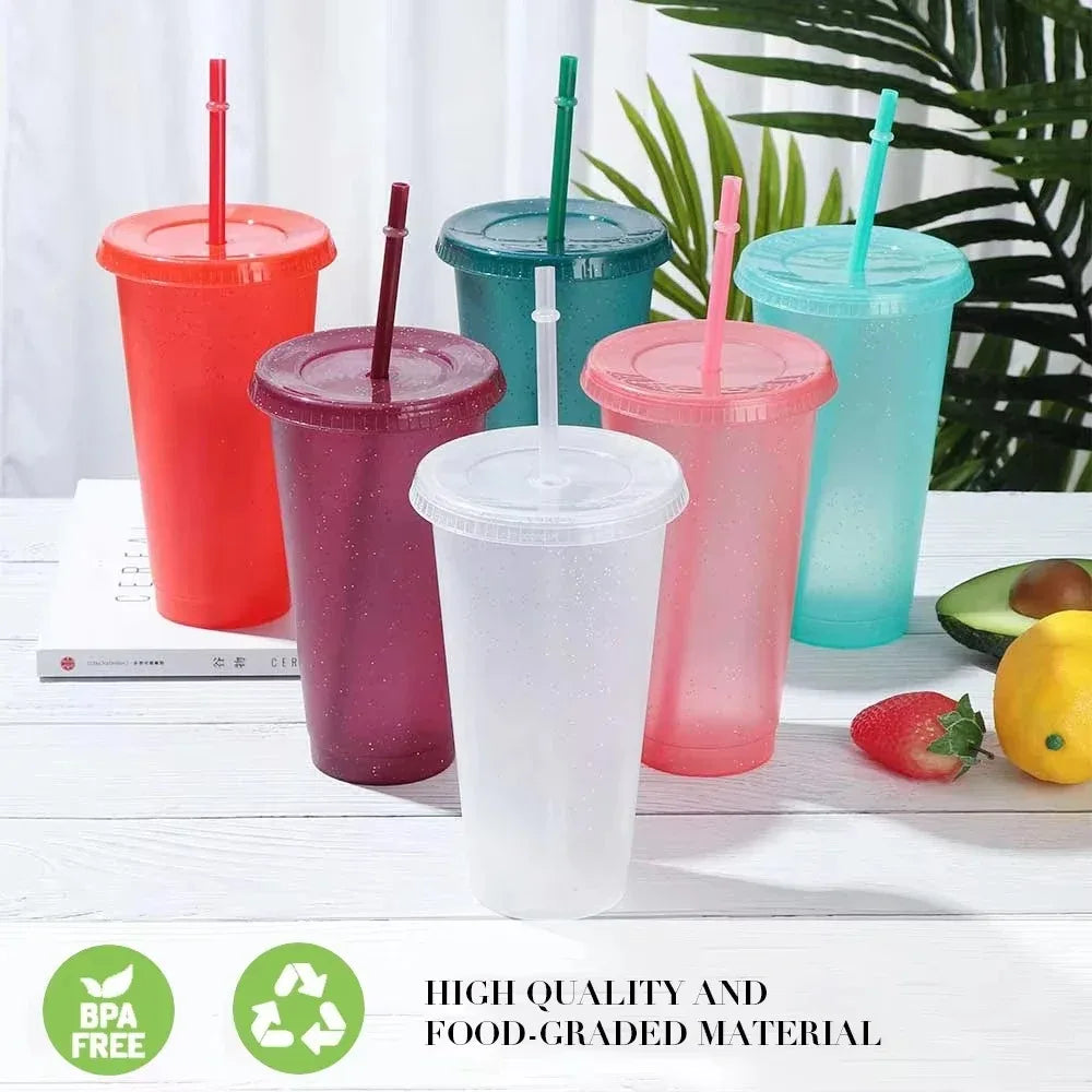 Reusable Hard Plastic Cold Drink Cups Set