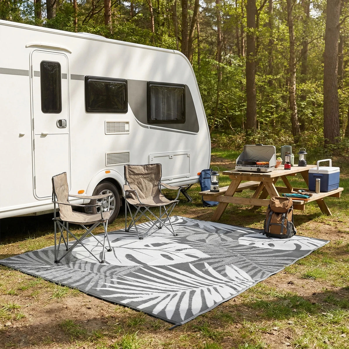 Double-Sided Outdoor Waterproof Reversible Mats Plastic Straw Patio Rugs PP Material Double Layer Woven Carpet Family Picnic Mat