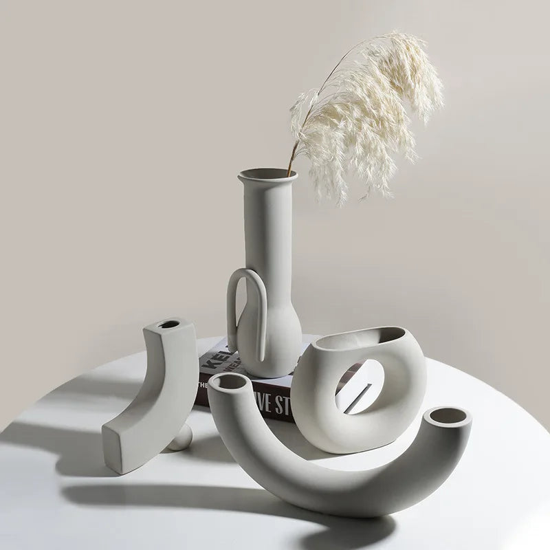 Wabi-Sabi Ceramic Vase – Modern Decorative Flower Vase for Home Décor