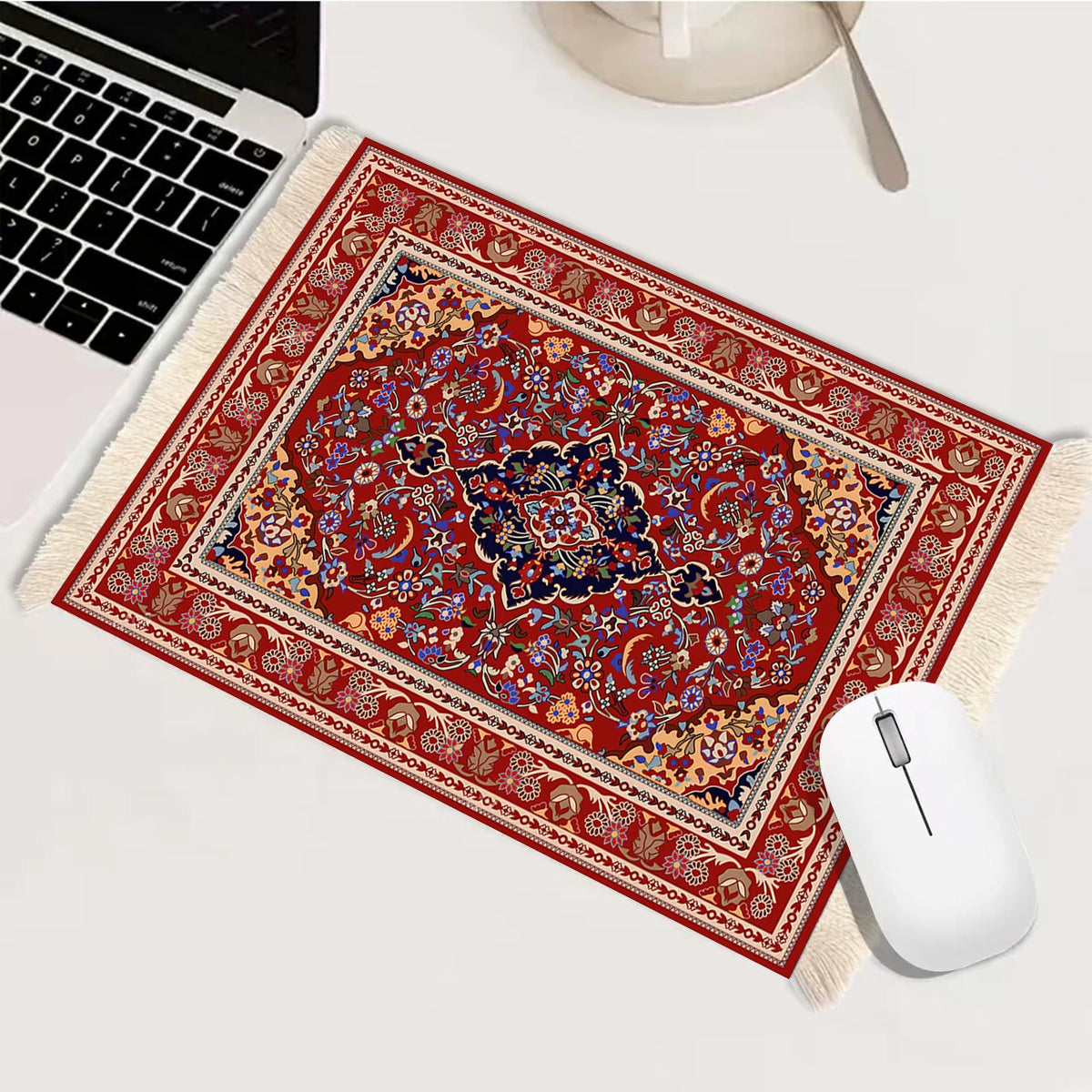 Woven Flower Persian Carpet Small Coaster Retro Style Rubber Non‑Slip Mouse Pad Desk Mat Cheap Wholesale Merchants Computer Mats