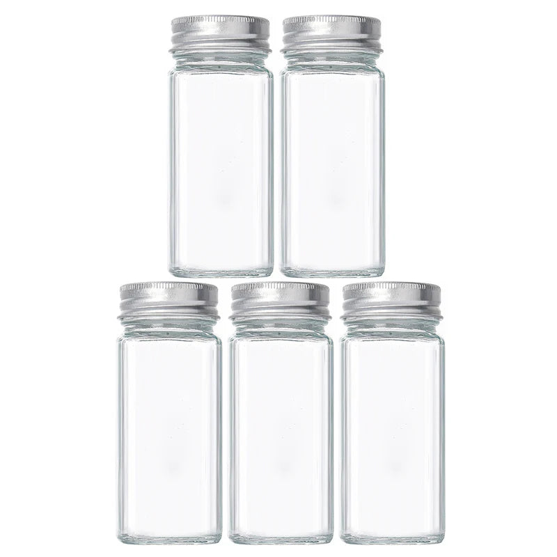 Transparent Storage Tank Glass Sealed Spice Jars Dispensing Bottles Storage Tool Square Spice Jar with Acacia Wood Lids