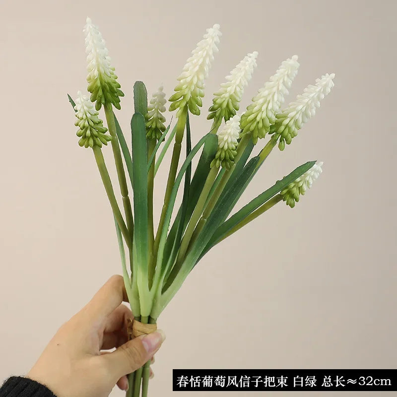 28CM Artificial Grape Hyacinth Bouquet – 5PCS Fake Flowers for Wedding & Home Décor