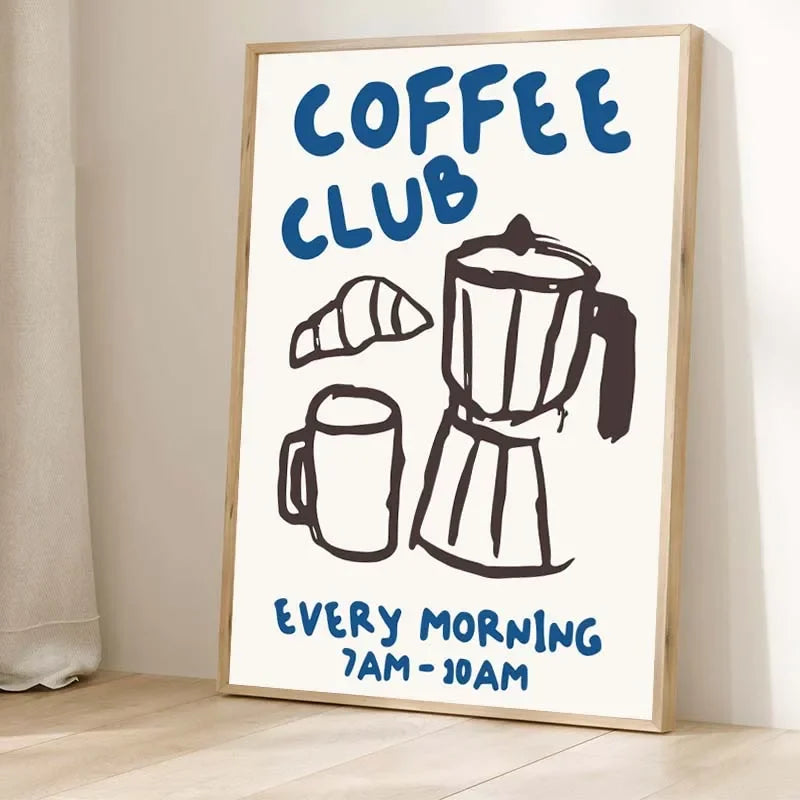 Retro Food Poster Canvas Printing Chef Cafe Morning Breakfast Pasta Coffee Club Kitchen Wall Art Pictures Home Decor Art Poster