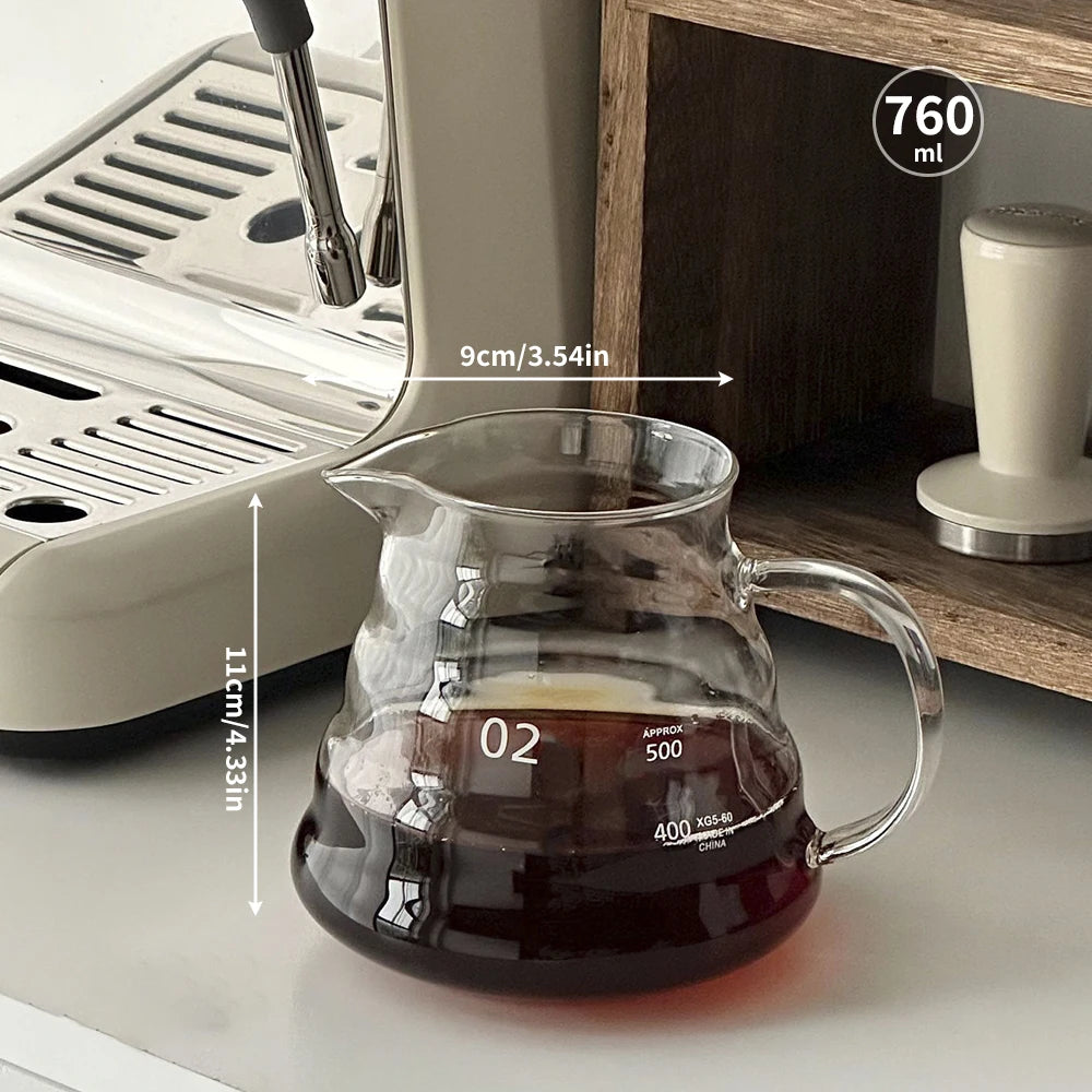 Heat Resistant Glass Coffee Server Cloud Pot V60 Espresso Coffee Maker Kettle Drip Carafe Sharing Pot 500ml 760ml 910ml