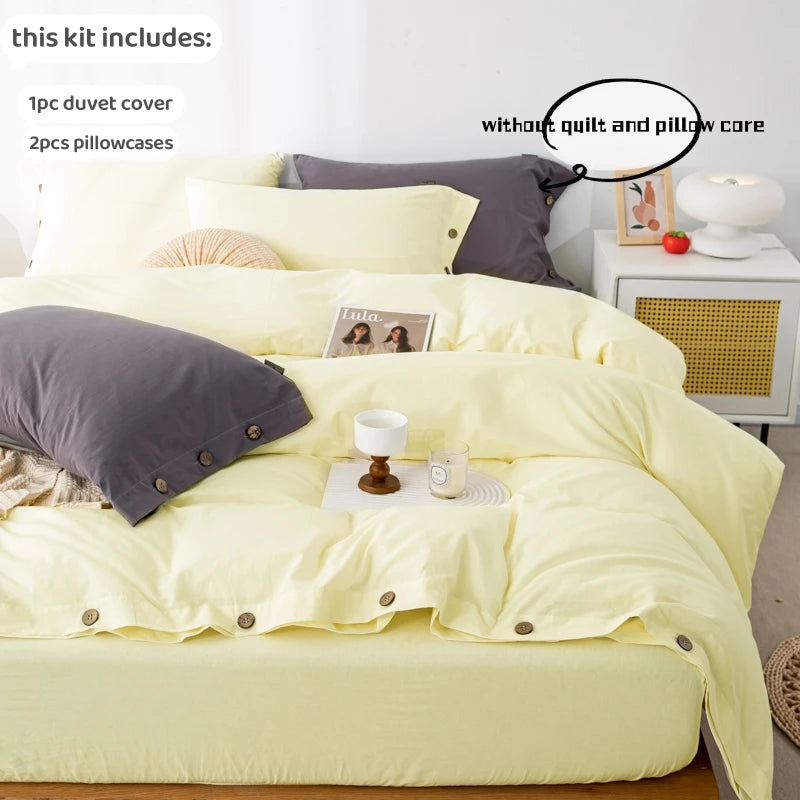 3pcs 100% cotton bedding set Double Duvet Cover Set 220x240 Solid Twist Cotton King Size Bedding Set Quilt Cover Set