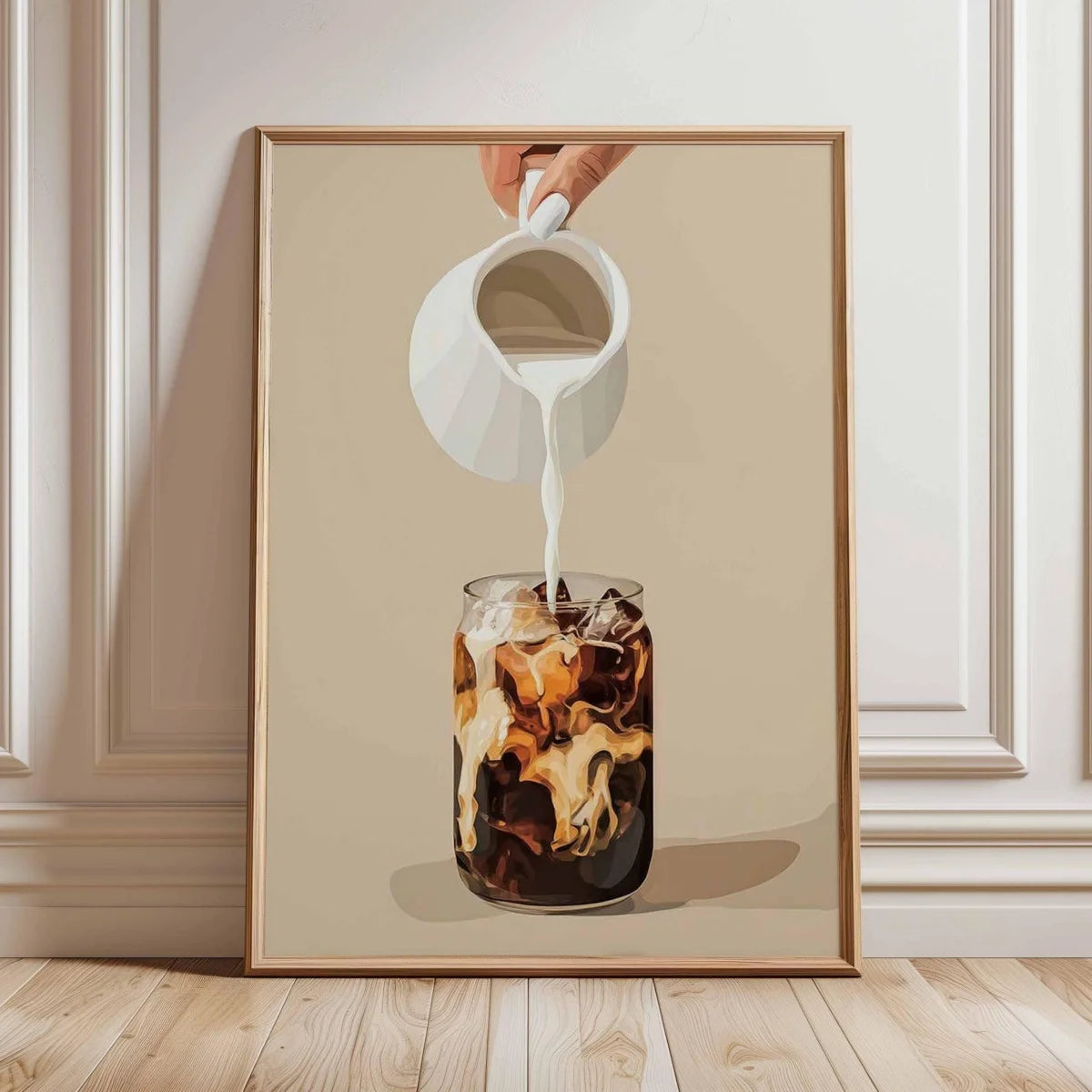 Iced Coffee Canvas Print Poster Modern Neutral Coffee Minimalism Art Prints Living Room Kitchen Cafe Wall Art Home Decor Poster