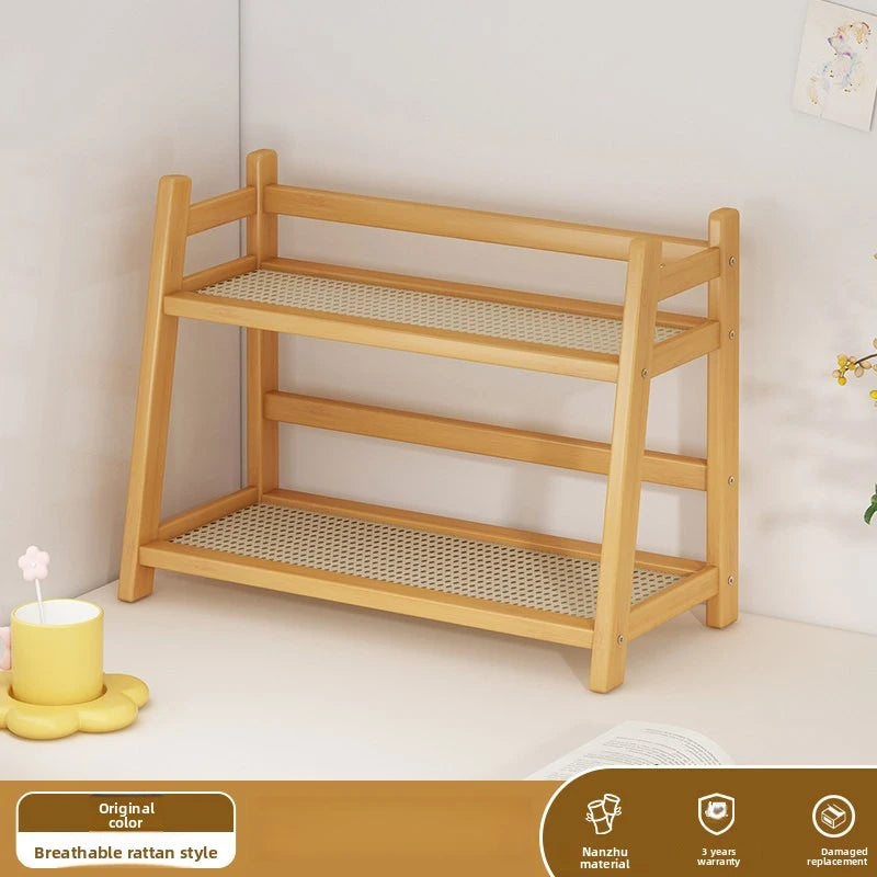 Multi Layer Natural Bamboo Desktop Cup Storage Rack Coffee Mug Tea Glass Organizer Kitchen Countertop Display Decor Shelf