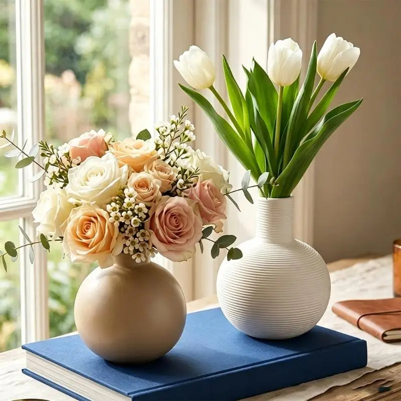 Rustic Ceramic Decorative Vase – Unique Farmhouse Flower Vase for Home & Office Décor