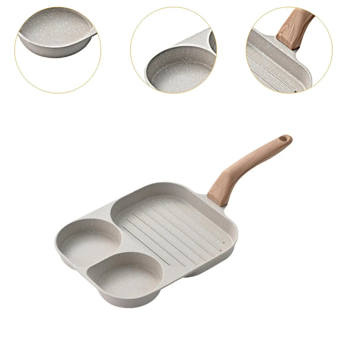3-Section Nonstick Egg Frying Pan