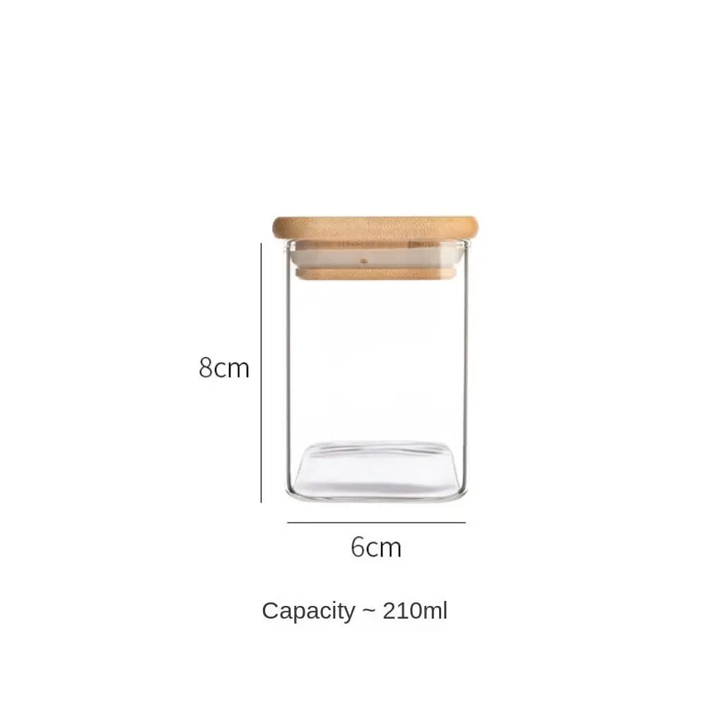 150/210/300/370/450ml High Borosilicate Glass Sealed Can Transparent Storage Supplies Glass Jar with Bamboo Lid Moisture Proof