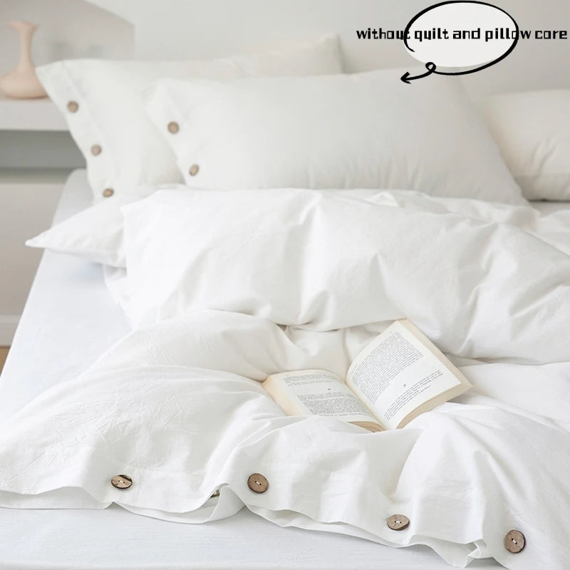 3pcs 100% cotton bedding set Double Duvet Cover Set 220x240 Solid Twist Cotton King Size Bedding Set Quilt Cover Set