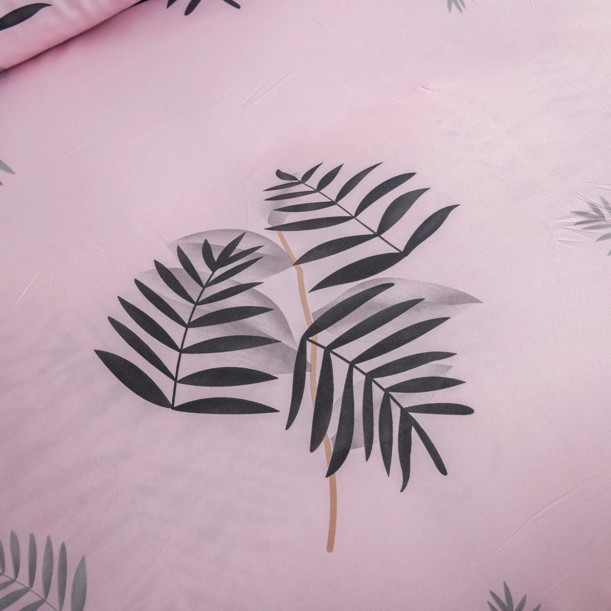 Plant Branch and Leaf Pink Bedspread 3-Piece Set, Ultra-Soft, Comfortable and Breathable Bedding Duvet Set, Suitable for Bedrooms and Guest Rooms (Bedspread + Pillowcases, Without Comforter and Pillow Inserts) for All Seasons