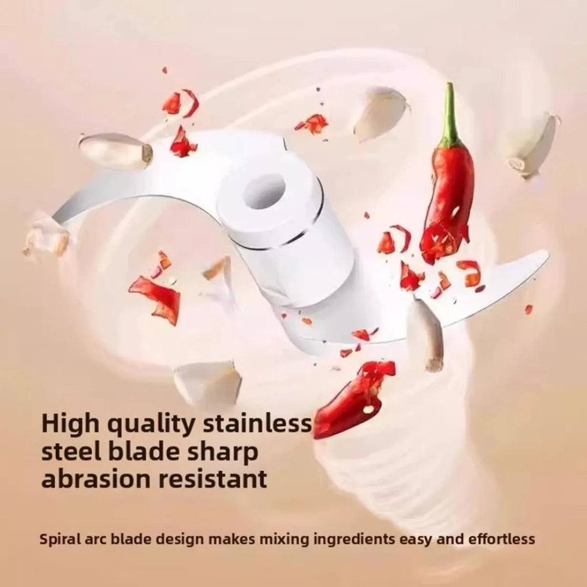 1PC Electric Garlic Chopper Mini Food Processor Usb Rechargeable Vegetable Meat Grinder Kitchen Garlic Masher Mixer Tool