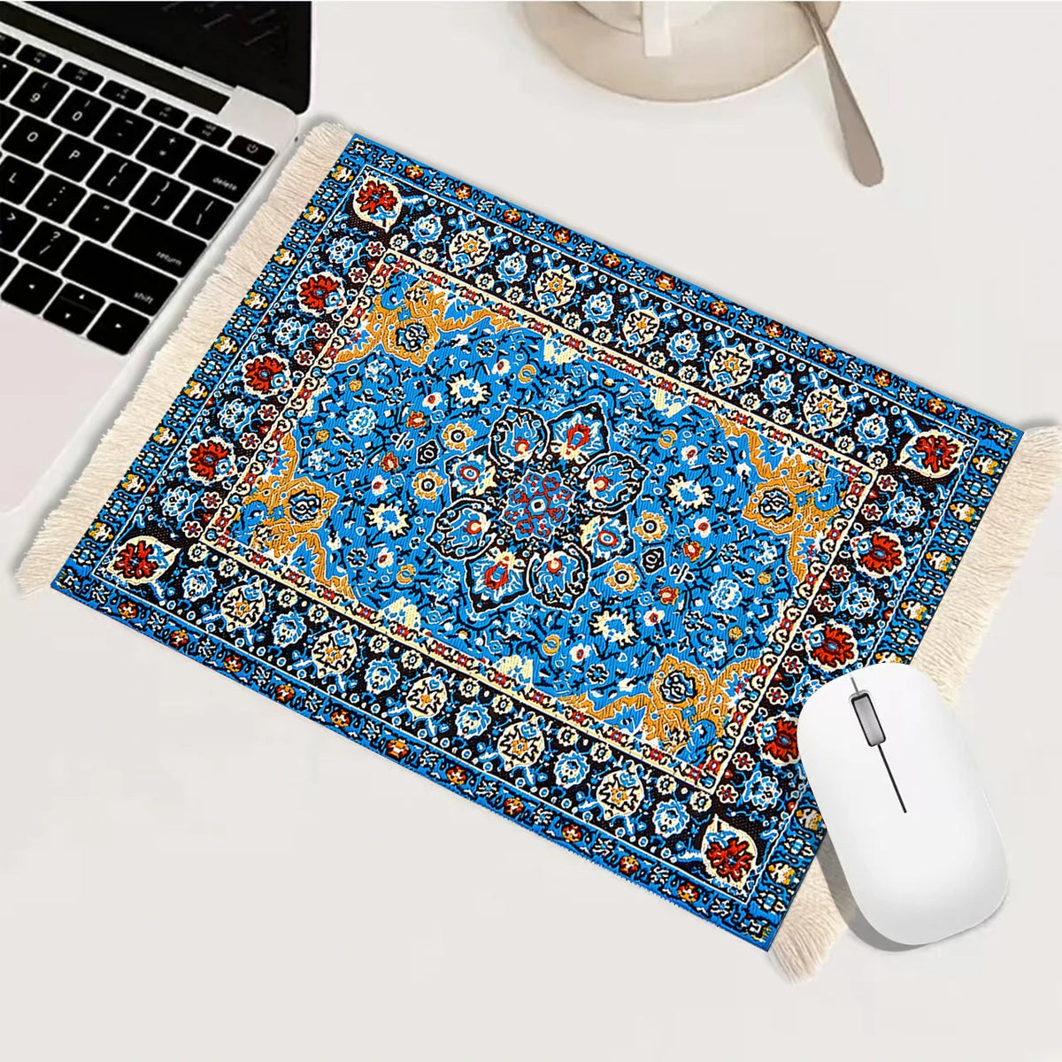 Woven Flower Persian Carpet Small Coaster Retro Style Rubber Non‑Slip Mouse Pad Desk Mat Cheap Wholesale Merchants Computer Mats